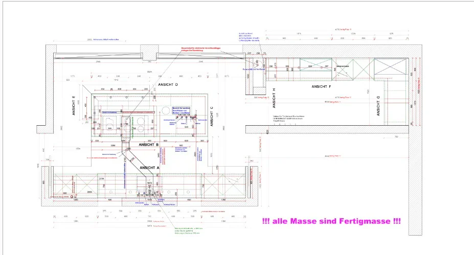 A1-Ausführungsplan für Küche und Innenausbau